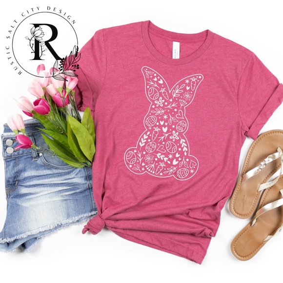 Women’s Easter Floral Bunny Tee - Picture 2 of 2